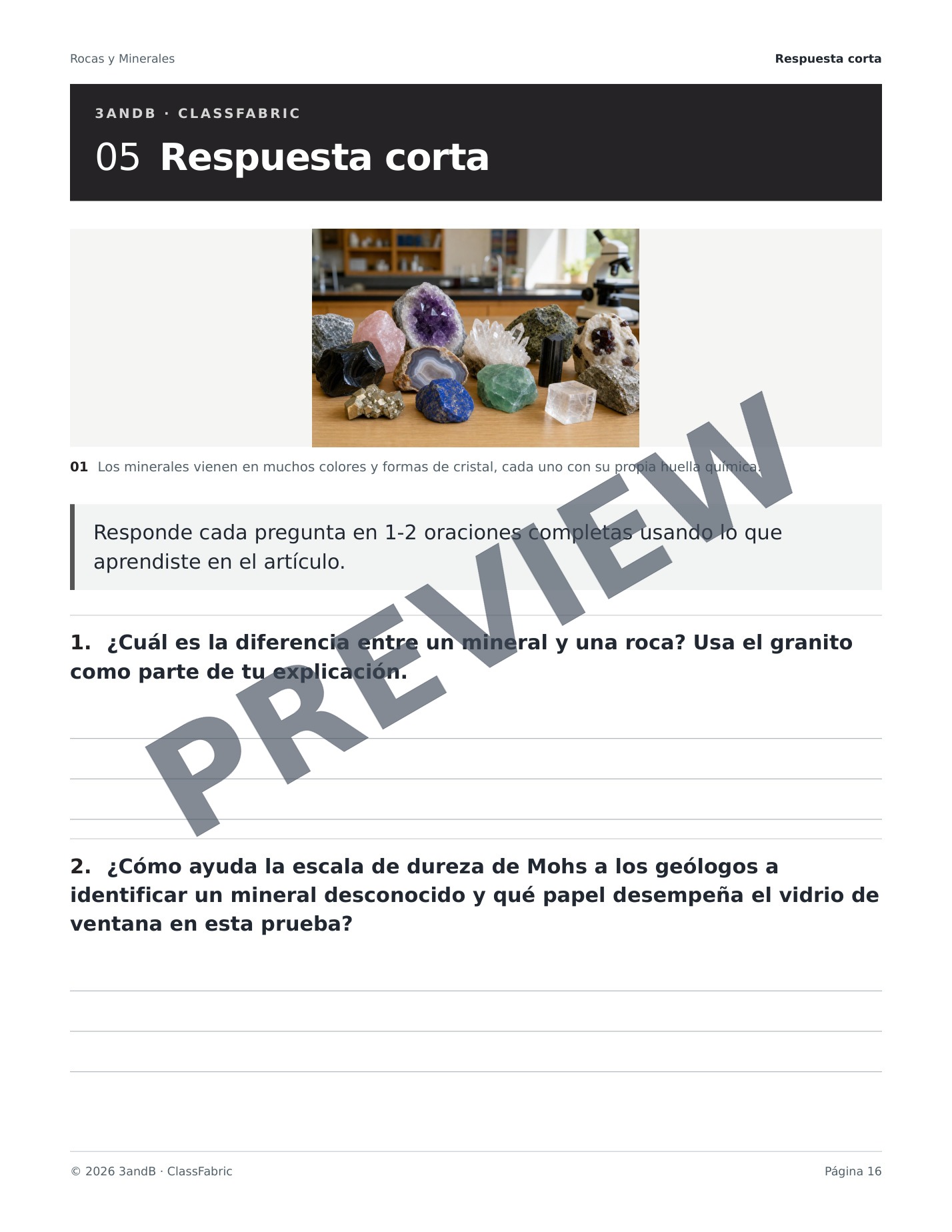 Página 16 / 24 — Rocas y minerales